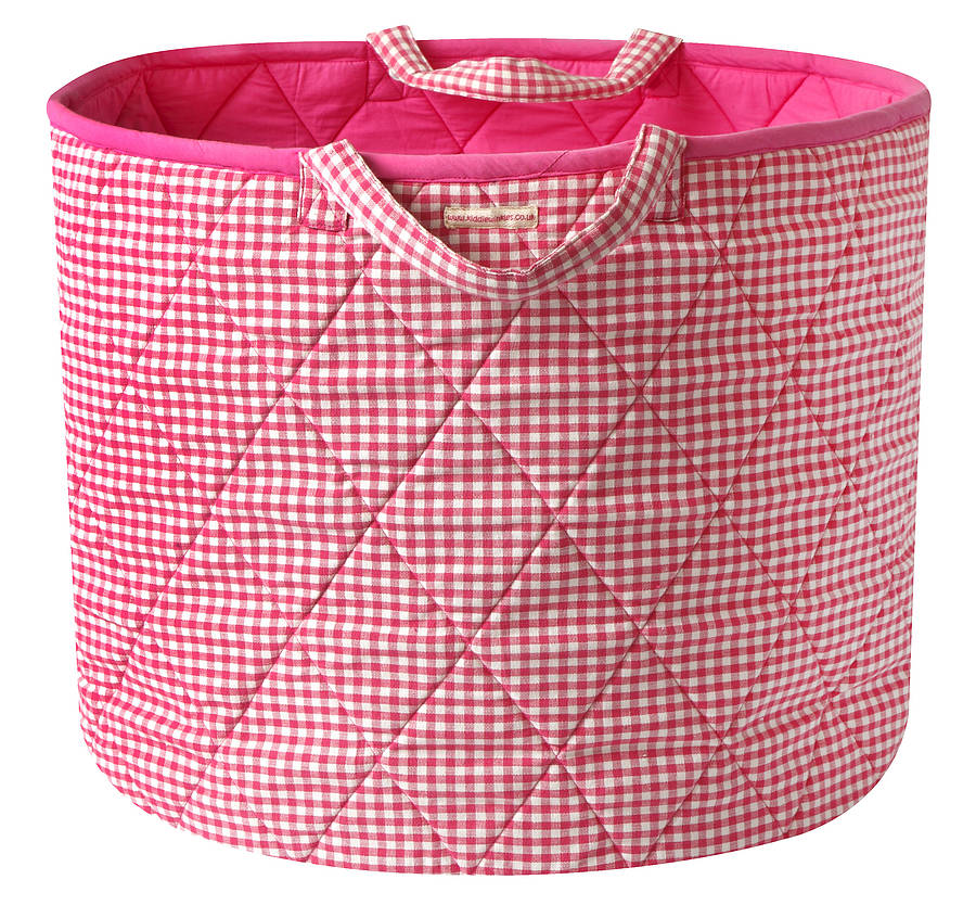 Pink Gingham Toy Storage Basket By Kiddiewinkles